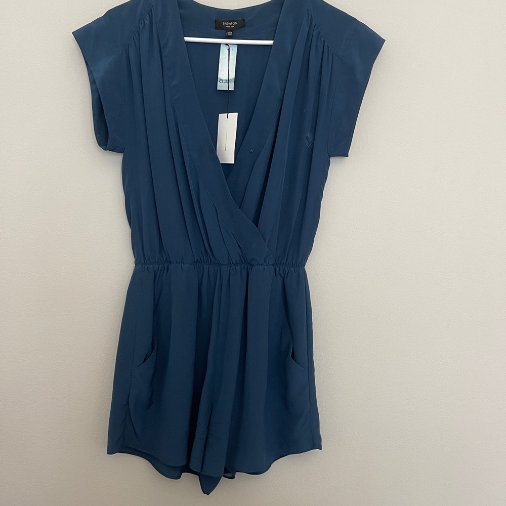 NWT Aritzia Babaton Corbett Navy Romper